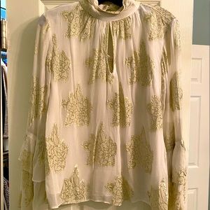 Sparkly appliqué blouse with bell sleeves
